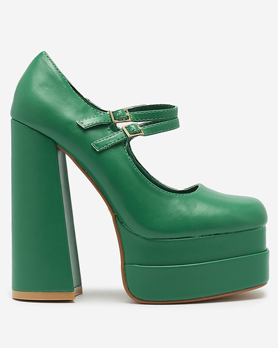 Зелени дамски обувки с висок ток Edisa - Обувки