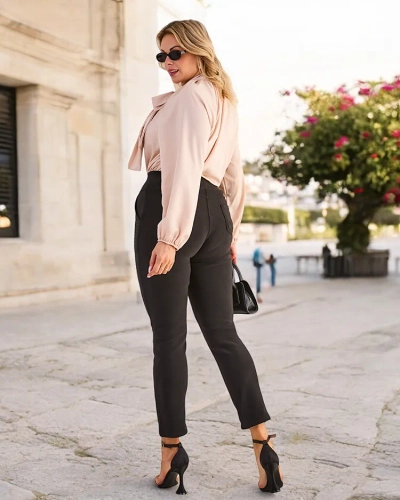 Royalfashion Дамски панталони с циркони PLUS SIZE