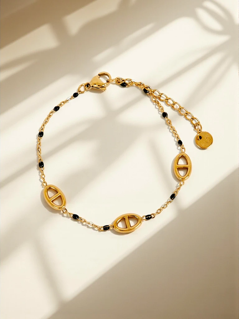 Гривна Callisto Aurea с мъниста, позлатена