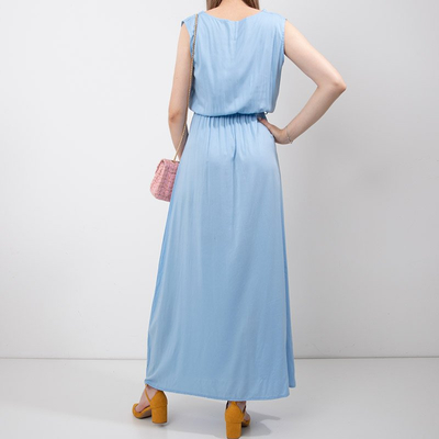 Niebieska damska maxi sukienka - Odzież 