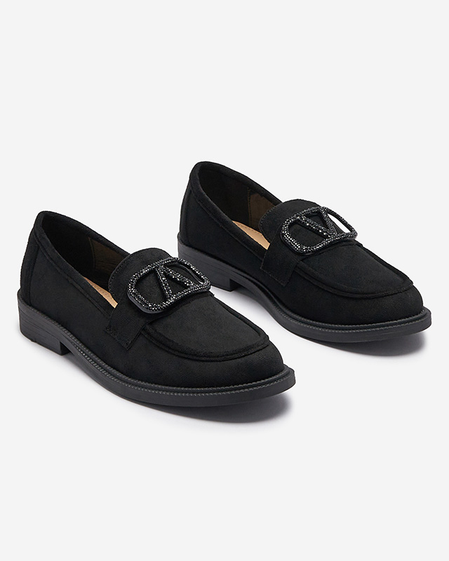 Черни дамски мокасини с орнамент Fogras- Footwear