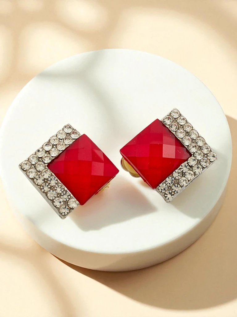 Royalfashion Дамски обеци с клипс, кристали и цирконий