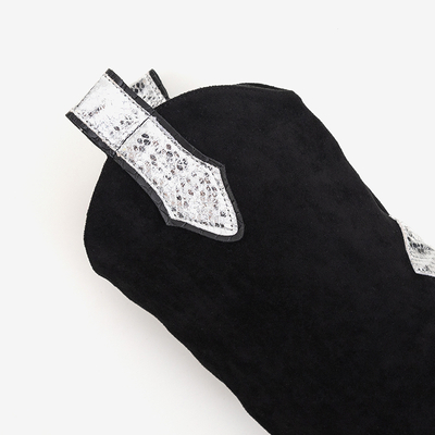 Czarne kozaki z ozdobną wywijaną cholewką Acilip - Obuwie