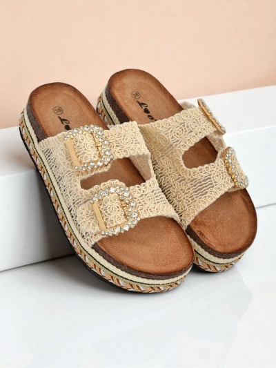 Royalfashion Дамски чехли с катарами с камъни GlamCork