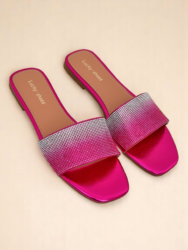 Royalfashion Дамски чехли с цирконии ShinyGlow