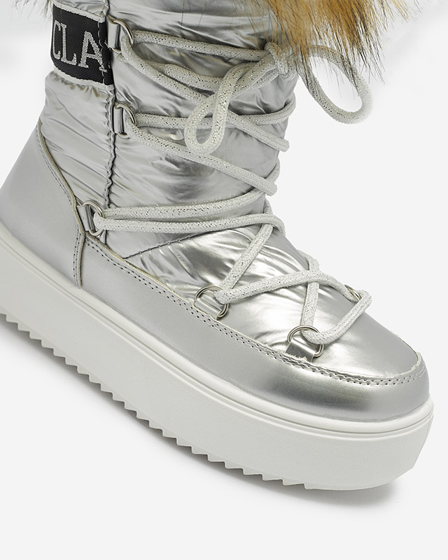 Сребристи детски обувки a'la с косъм Asika - Обувки