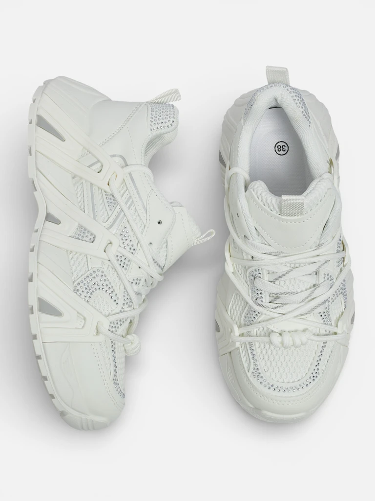 Дамски маратонки Aurora, бели, кожени, спортни за пролетта