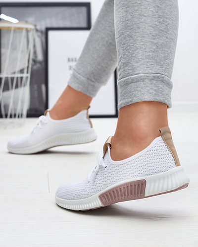 Бели дамски спортни обувки с кафяви вложки Kedeti - Обувки