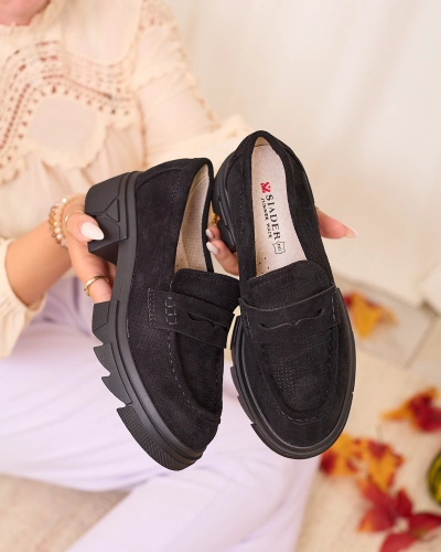 Royalfashion Черни дамски ажурни мокасини Lace Glide