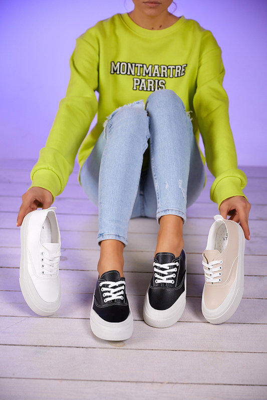 Czarne damskie tenisówki Lorino - Obuwie