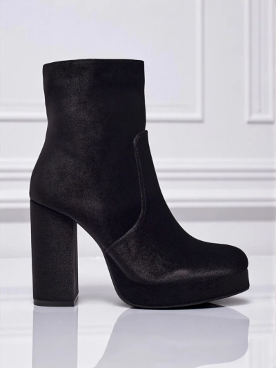 Дамски боти на ток, имитация на велур, Miss