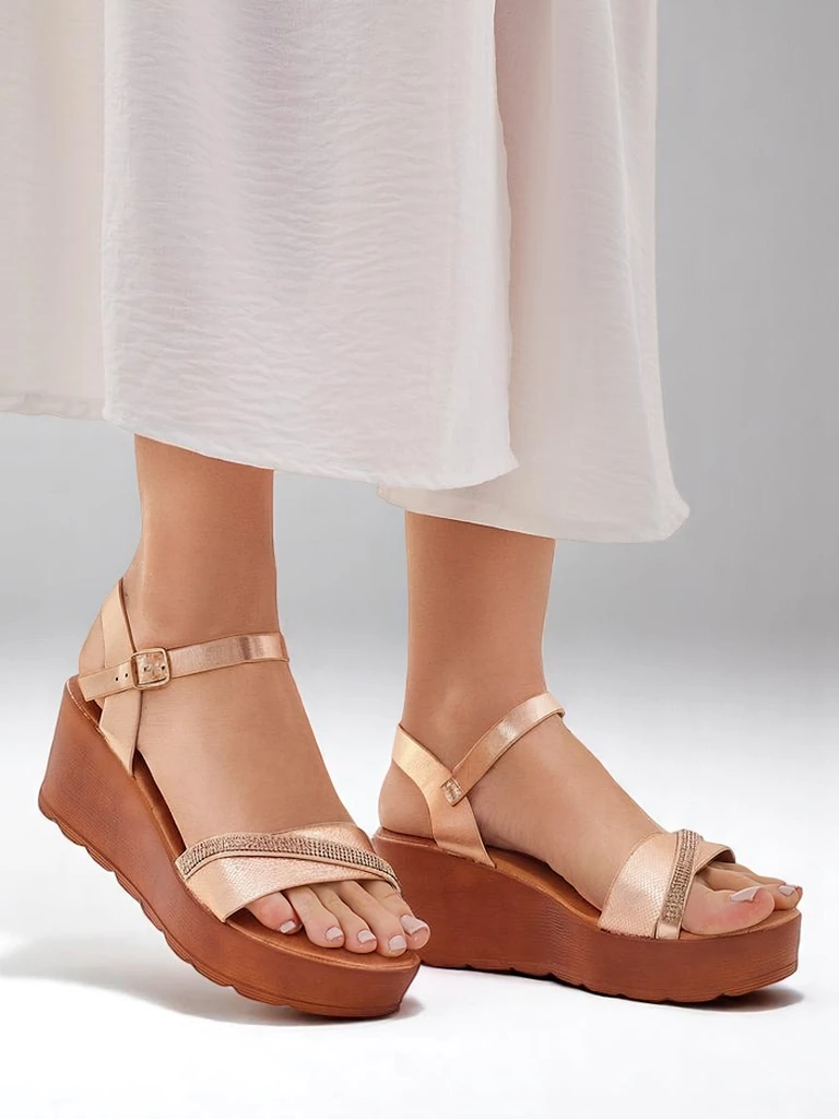 Royalfashion Женски платформи с камъчета и блестящи елементи Aurora Glow