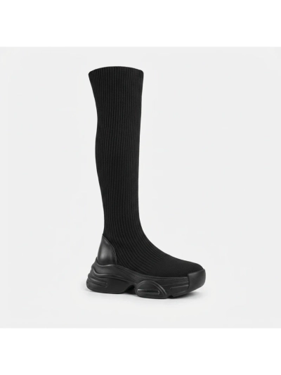 Дълги дамски ботуши с дебела подметка Ravmora