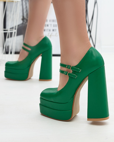 Зелени дамски обувки с висок ток Edisa - Обувки
