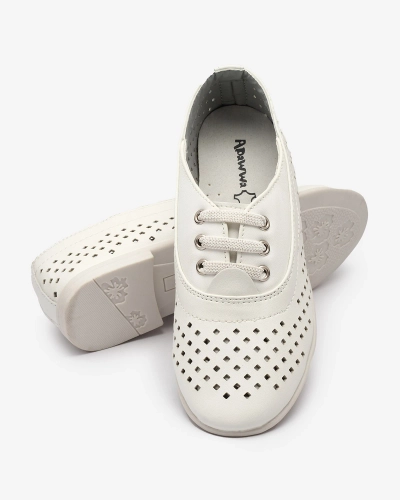Бели детски ажурни мокасини Janno- Footwear