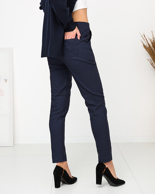 Дамски изолирани панталони в морско синьо PLUS SIZE - Облекло