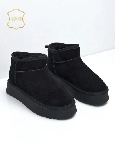 Къси дамски боти а'ла сноубутс от естествена кожа Elunara