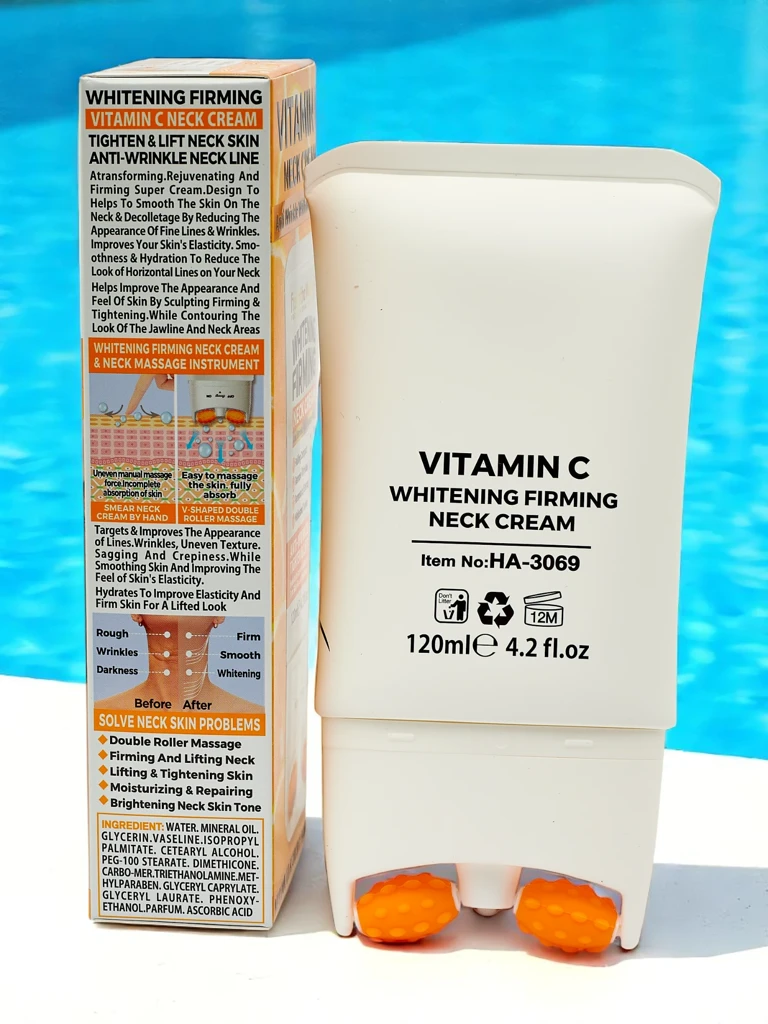 Стягащ и озаряващ крем за шия с масажор