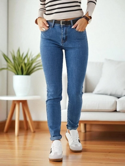 Royalfashion Дамски памучни тесни дънки