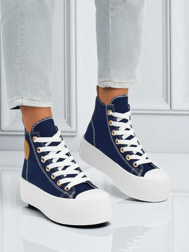 Adelina Capri Тъмносини Дамски Маратонки на Равна Платформа 4,5 см