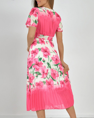 Royalfashion Дамска плисирана флорална миди рокля