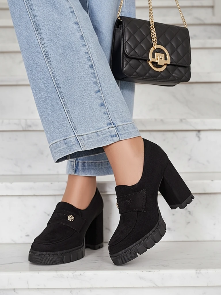 Елегантни черни обувки Anitka от екологична кожа