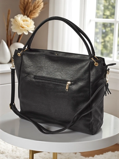 Дамска чанта Atena Nero – елегантна черна чанта от екологична кожа