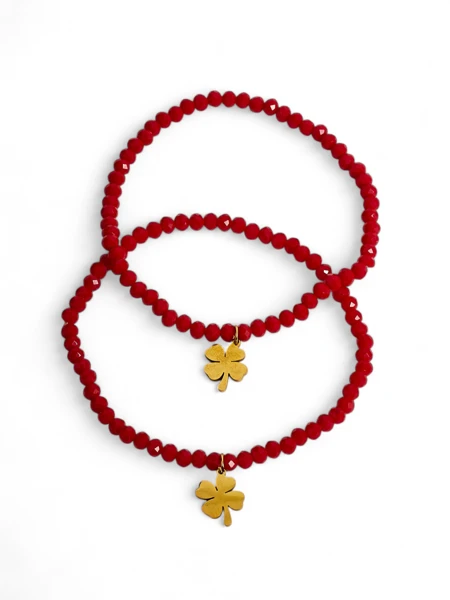 Royalfashion Два броя дамски гривни с висулка детелина