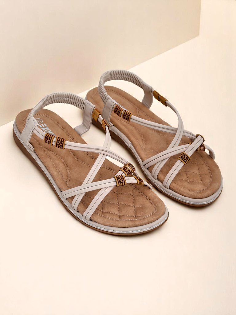 Дамски сандали Royalfashion Aelia бежови от екологична кожа