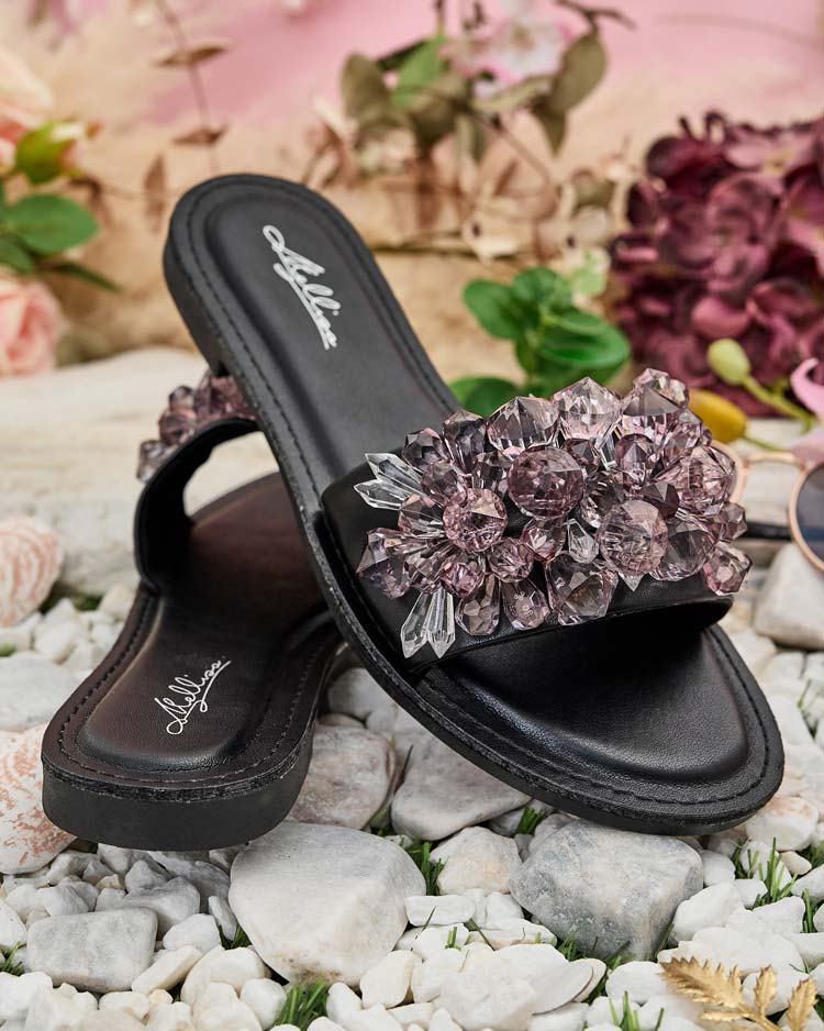 Royalfashion Дамски джапанки Loberra с кристали