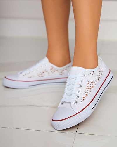 Białe damskie ażurowe trampki Tareni - Obuwie