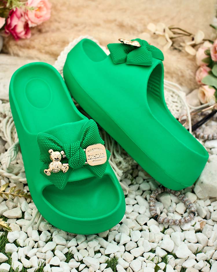 Royalfashion Дамски гумени джапанки с декоративна панделка Afeen