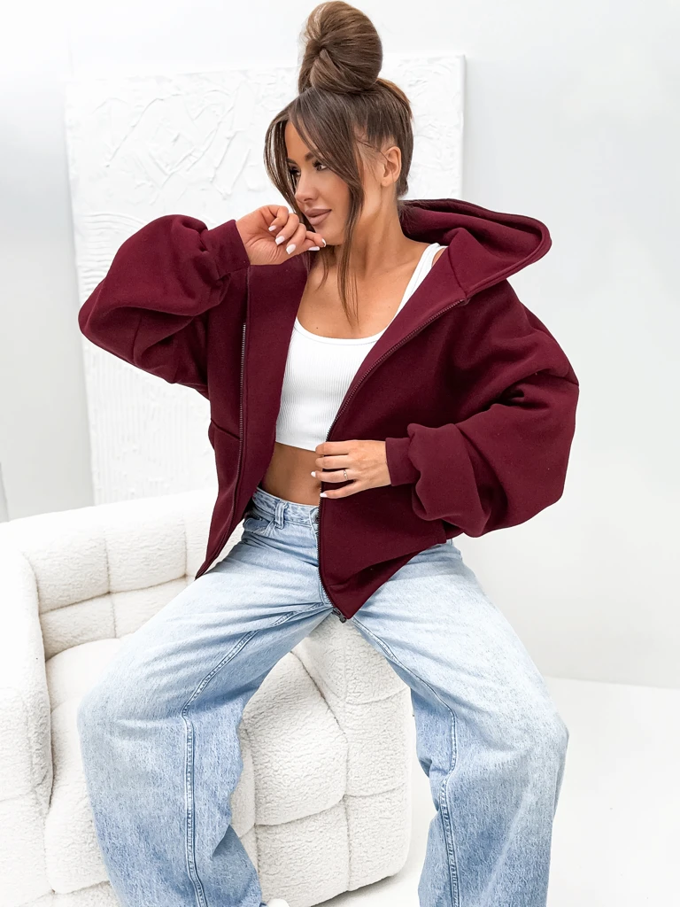 Royalfashion Дамски памучен ватиран суитшърт butterfly