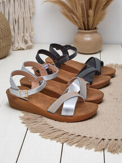 Royalfashion Дамски сандали на платформа с камъни Allona