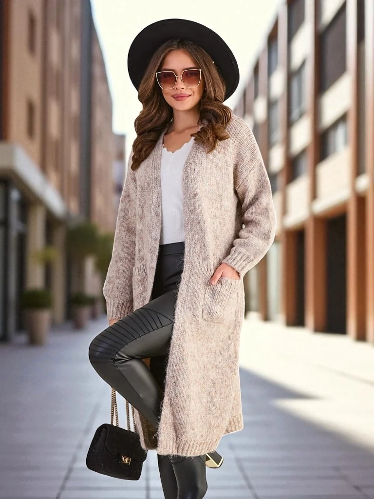 Дамски плетен пончо-пуловер Royalfashion