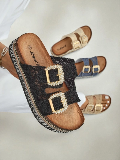 Royalfashion Дамски сандали с катарами с камъни GlamCork