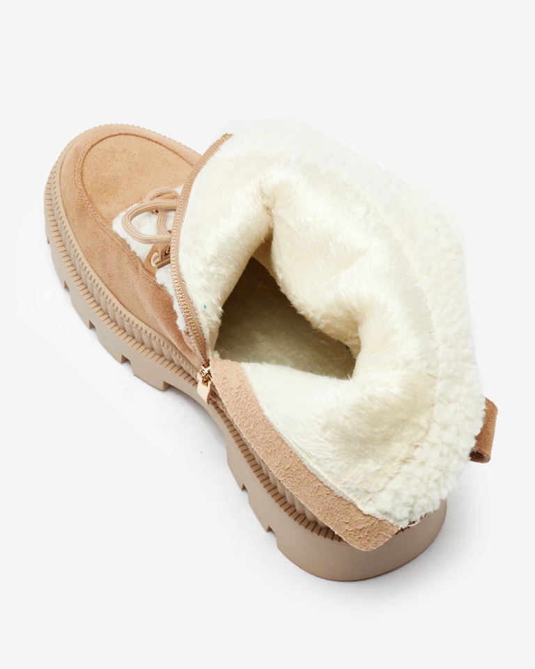 Royalfashion Бежови дамски ловджийски ботуши с овча кожа Getatsa