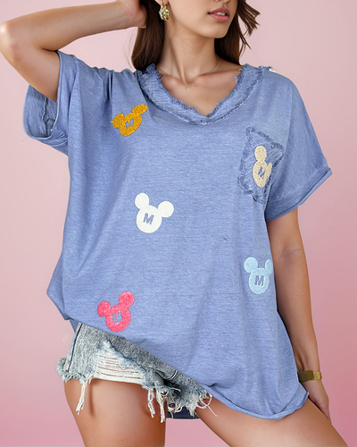 Royalfashion Дамска тениска с кръпки