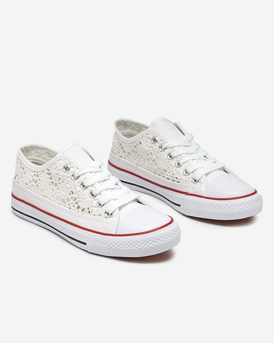 Białe damskie ażurowe trampki Tareni - Obuwie