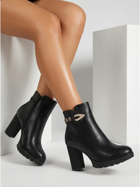 Дамски боти от еко кожа на ток Sylvar