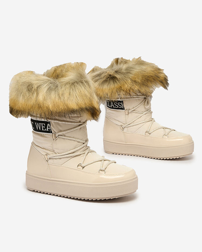 Royalfashion Бежови ботуши a'la snow boots за жени Gomllo