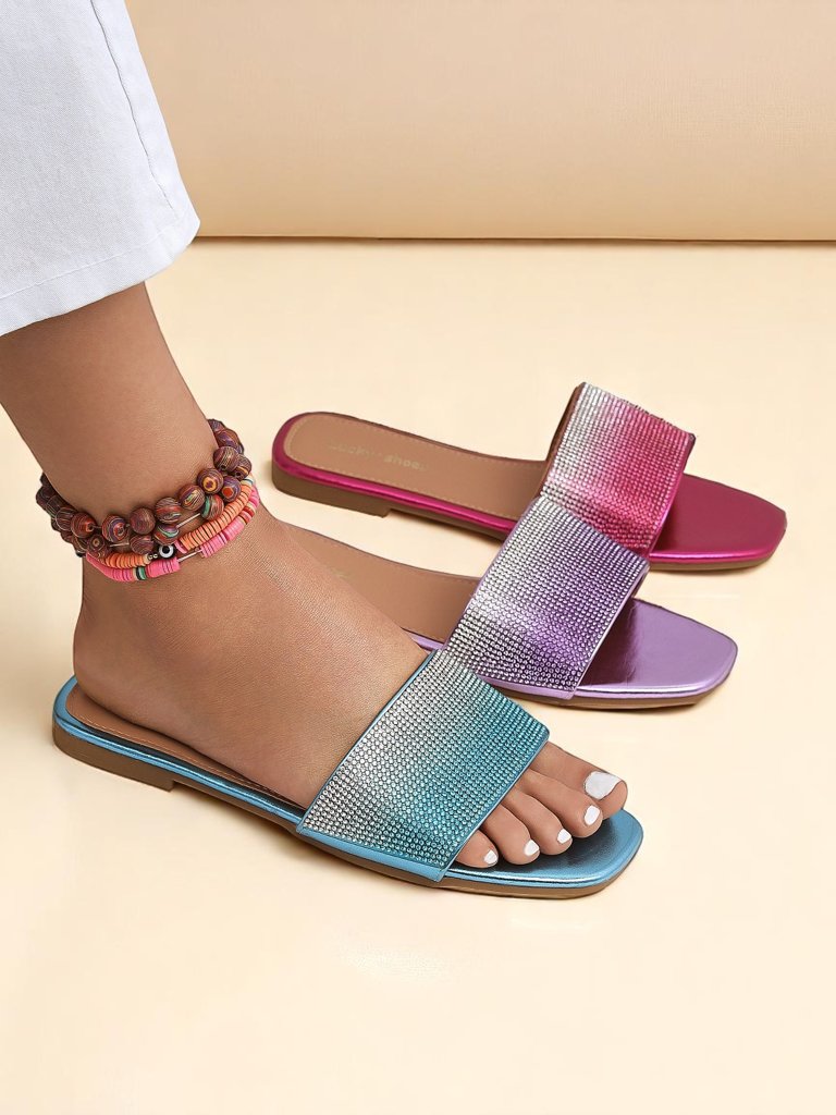 Royalfashion Дамски чехли с цирконии ShinyGlow