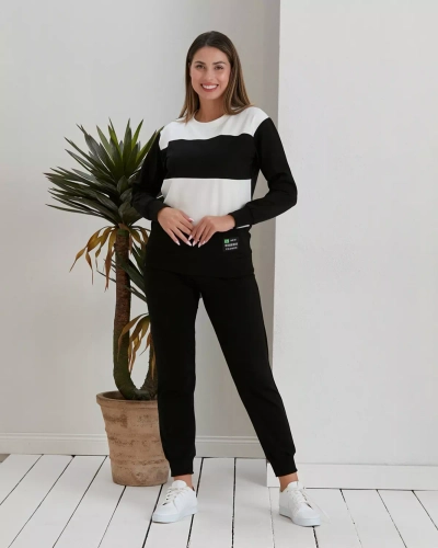 Royalfashion Черен дамски раиран потник