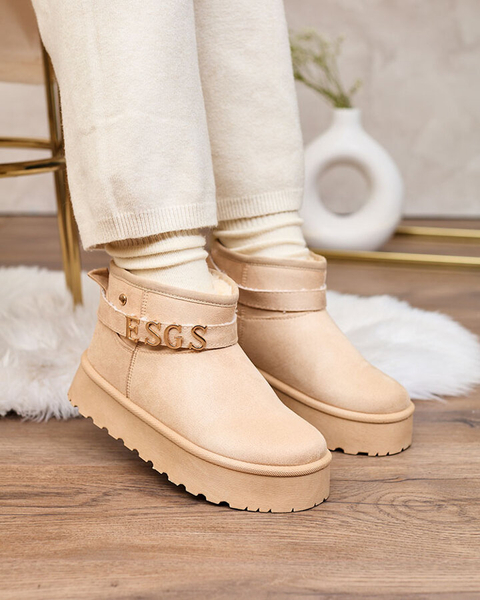 Royalfashion Светлокафяви дамски обувки a'la ботуши за сняг с орнамент Parisela