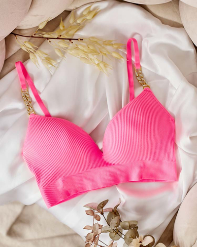 Royalfashion Дамски оребрен сутиен с декоративни презрамки