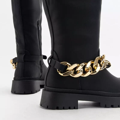 OUTLET Czarne damskie kozaki do kolana Filusio - Obuwie