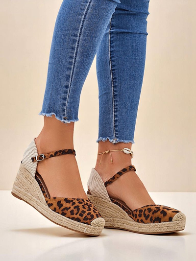 Дамски платформи Aurelia Leopard Royalfashion, екологична кожа, камел