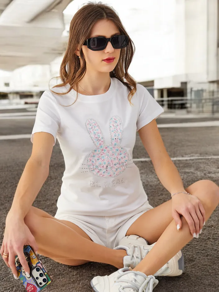 Royalfashion Женски памучен потник Заек Кажи Бъди Истински