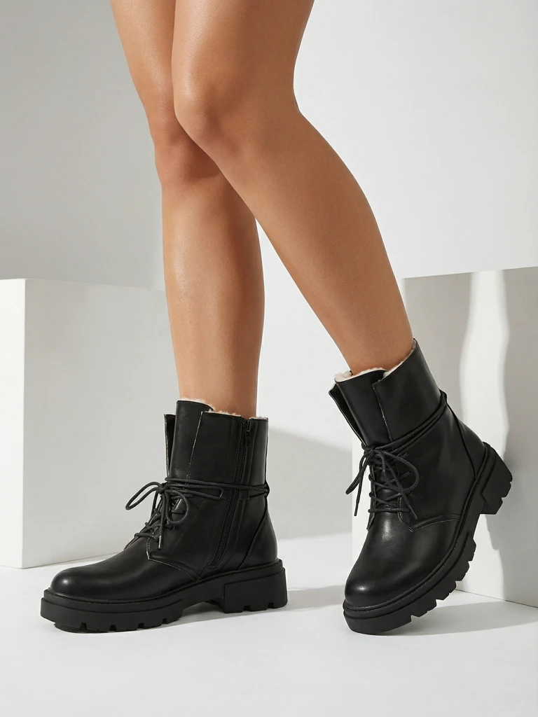 Дамски боти Luna черни кожени елегантни за зимата