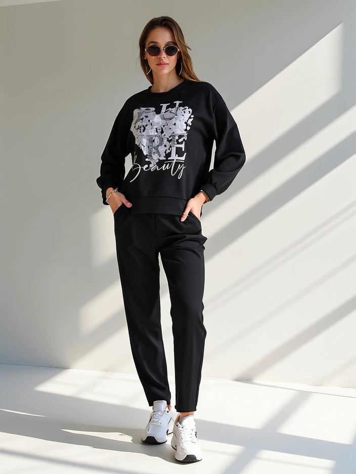 Royalfashion Женски комплект от вискоза с принт